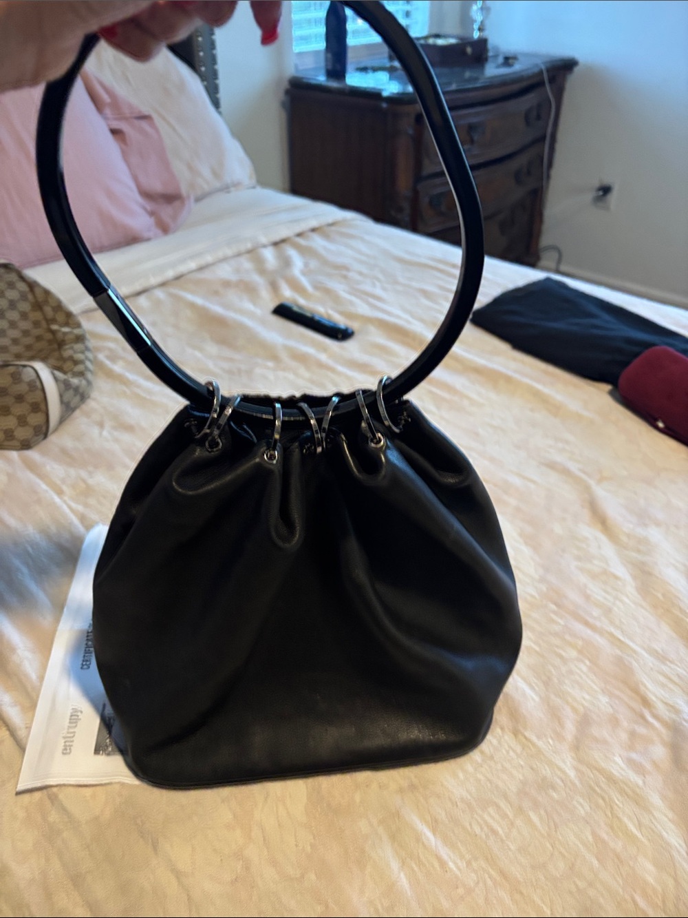 Gucci Black Leather Shoulder Hobo with Silver Hardware - Picture 5 of 6